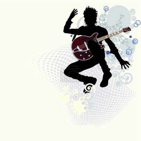 Illustration for Music poster, guitarist, colorful vector illustration - Royalty Free Image