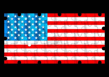 Illustration for American flag puzzle modern vector illustration - Royalty Free Image