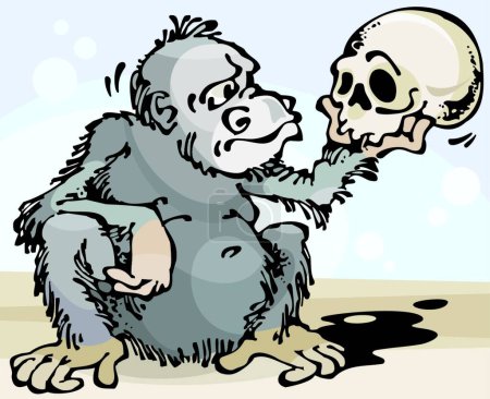 Illustration for Monkey and Skull, vector simple design - Royalty Free Image