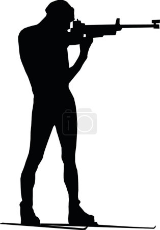 Illustration for Skier with handgun, vector simple design - Royalty Free Image