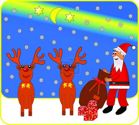 Ilustración de Tarjeta de felicitación navideña. plantilla de tarjeta de vacaciones de invierno. Colorido vector - Imagen libre de derechos