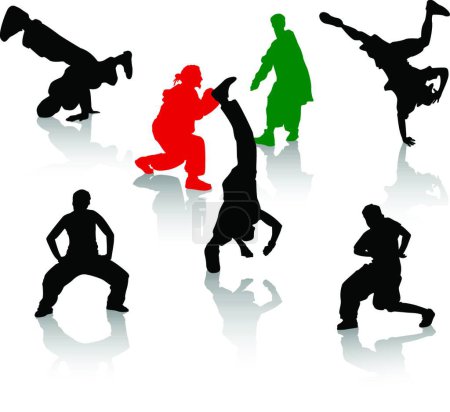 Illustration for Hip-hop dancers set, vector simple design - Royalty Free Image