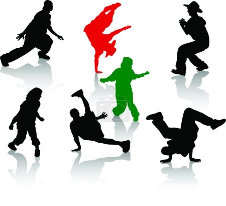 Illustration for Hip-hop dancers set, vector simple design - Royalty Free Image