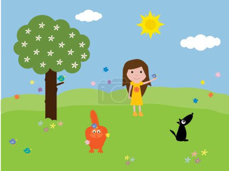 Illustration for Fun at the park, colorful vector illustration - Royalty Free Image