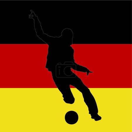 Illustration for Football player with german flag in background - Royalty Free Image