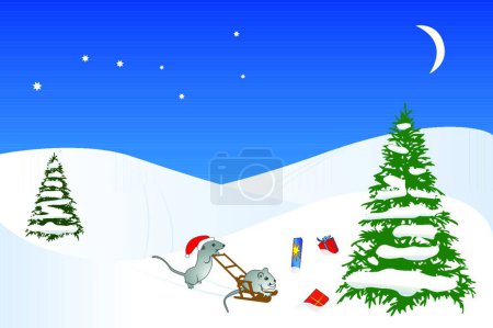Illustration for Christmas greeting card. Winter holidays card template. Colorful vector - Royalty Free Image