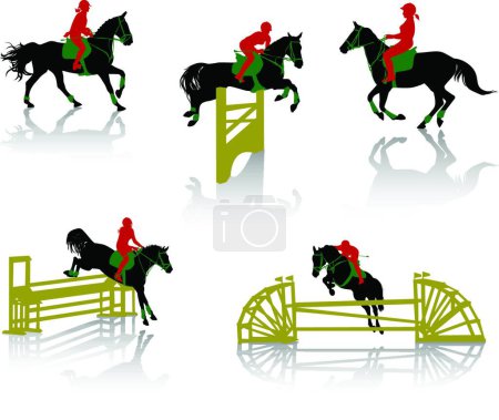 Illustration for Horses jumping, vector simple design - Royalty Free Image