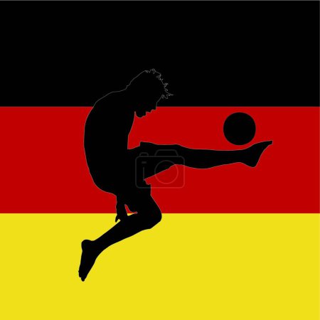 Téléchargez les illustrations : Joueur de football, drapeau allemand en arrière-plan - en licence libre de droit