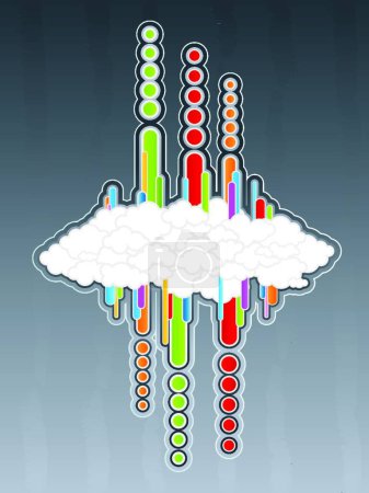 Téléchargez les illustrations : Illustration vectorielle arrière-plan nuages rétro - en licence libre de droit