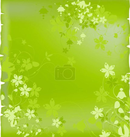 Illustration for Green background with  flowers  vector illustration - Royalty Free Image