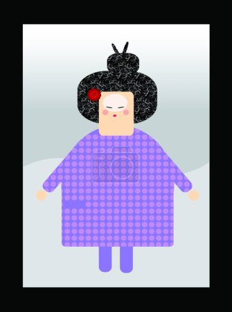 Téléchargez les illustrations : Caractère féminin japonais, vecteur design simple - en licence libre de droit