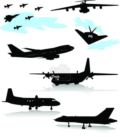Téléchargez les illustrations : Illustration vectorielle moderne des avions - en licence libre de droit