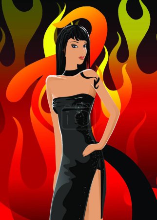 Téléchargez les illustrations : Femme en feu, illustration vectorielle colorée - en licence libre de droit