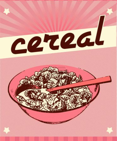 Illustration for Retro bowl of cereal, colored vector illustration - Royalty Free Image