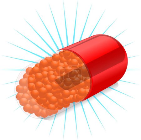 Illustration for Red pill, colored vector illustration - Royalty Free Image
