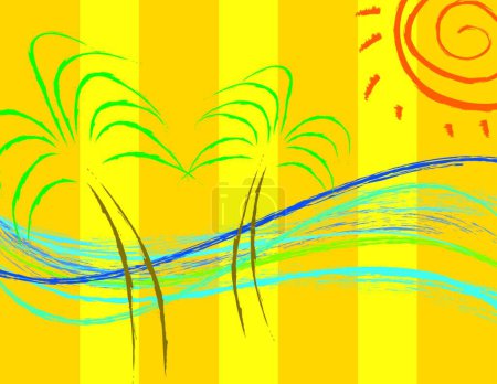 Ilustración de Playa de verano, ilustración vectorial de colores - Imagen libre de derechos