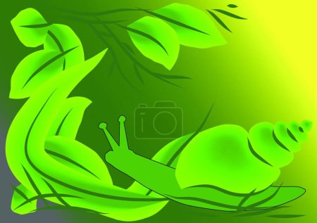 Illustration for Snail in leaves  vector illustration - Royalty Free Image
