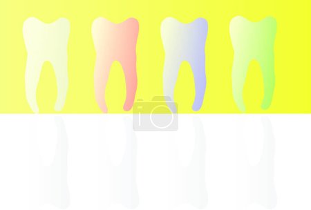 Téléchargez les illustrations : 4 dents colorées, fond vectoriel graphique - en licence libre de droit