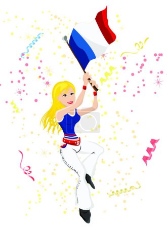 Illustration for France Soccer Fan with flag, graphic vector background - Royalty Free Image