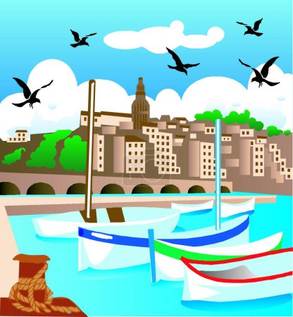 Illustration for Boating, colorful vector illustration - Royalty Free Image