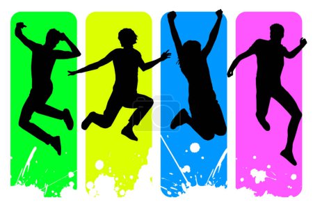 Illustration for Jumping people, graphic vector background - Royalty Free Image