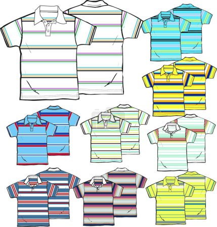 Illustration for Polo shirts outline set modern vector illustration - Royalty Free Image