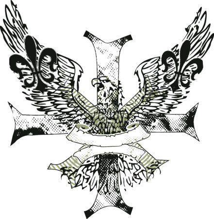Ilustración de "águila en la cruz "vector ilustración - Imagen libre de derechos