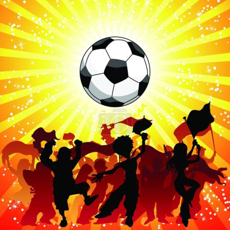 Ilustración de Enorme multitud celebrando juego de fútbol
. - Imagen libre de derechos