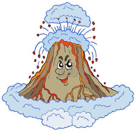 Téléchargez les illustrations : Illustration vectorielle de volcan de dessin animé en colère - en licence libre de droit