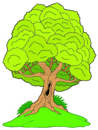 Photo for "Leafy tree on hill" vector illustration - Royalty Free Image