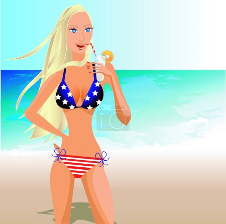 Illustration for Illustration of the Patriotic Woman - Royalty Free Image