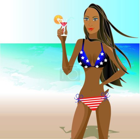 Téléchargez les illustrations : Illustration vectorielle moderne Patriotic Woman - en licence libre de droit