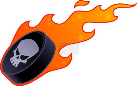 Illustration for Flaming Hockey Puck with Skull Design - Royalty Free Image