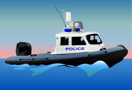 Illustration for Police boat modern vector illustration - Royalty Free Image