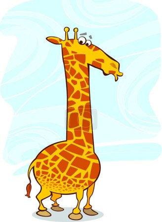 Ilustración de Divertida jirafa sorprendida, ilustración vectorial gráfica - Imagen libre de derechos