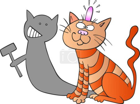Illustration for Cat and shadow, graphic vector illustration - Royalty Free Image