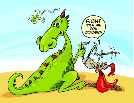 Illustration for Dragon and Knight, graphic vector illustration - Royalty Free Image