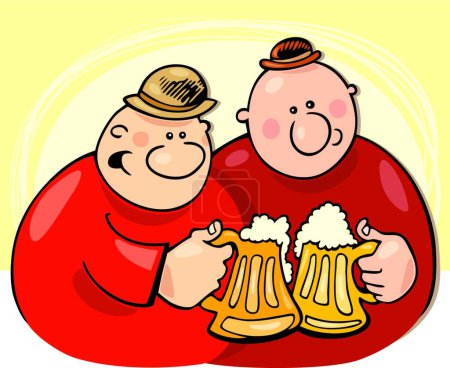 Illustration for Guys drinking beer, graphic vector illustration - Royalty Free Image