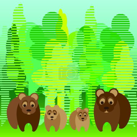 Téléchargez les illustrations : Jolie famille d'ours, illustration vectorielle graphique - en licence libre de droit