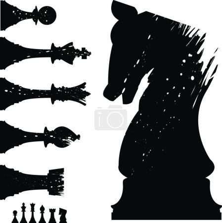 Ilustración de Juego de piezas de ajedrez grunge - Imagen libre de derechos