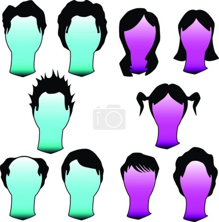 Illustration for Hairstyles modern vector illustration - Royalty Free Image