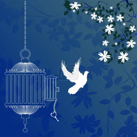 Illustration for Bird and cage  vector illustration - Royalty Free Image