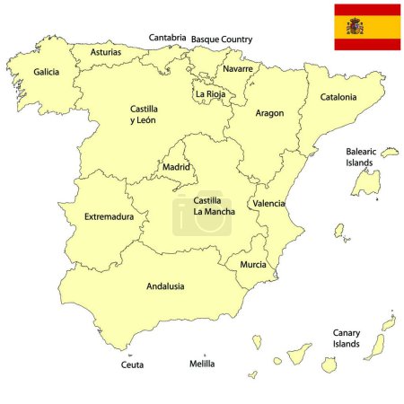 Téléchargez les illustrations : Espagne carte illustration vectorielle moderne - en licence libre de droit