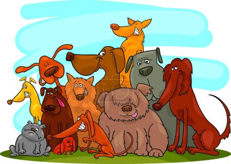 Téléchargez les illustrations : Groupe de chiens illustration vectorielle - en licence libre de droit