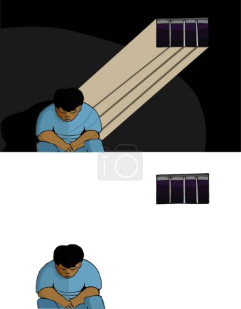 Illustration for Depressed Prisoner modern vector illustration - Royalty Free Image