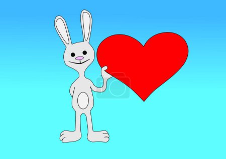 Ilustración de Conejo con ilustración del vector del corazón - Imagen libre de derechos