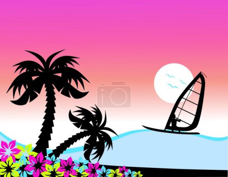 Téléchargez les illustrations : Surf, illustration vectorielle colorée - en licence libre de droit