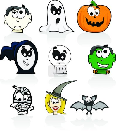 Téléchargez les illustrations : "Illustration vectorielle des caractères Halloween" - en licence libre de droit