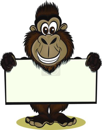 Illustration for Gorilla holding sign, graphic vector illustration - Royalty Free Image