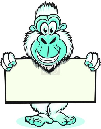 Illustration for Yeti Holding sign, graphic vector illustration - Royalty Free Image